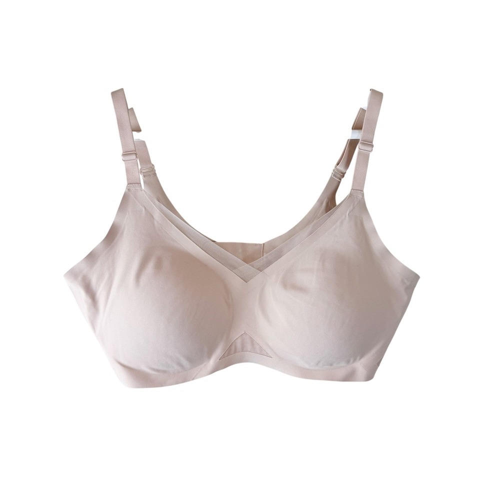 Honeylove Crossover Bra Sand Beige Wireless Seamless Mesh Trim LWBR0302_2 Size L